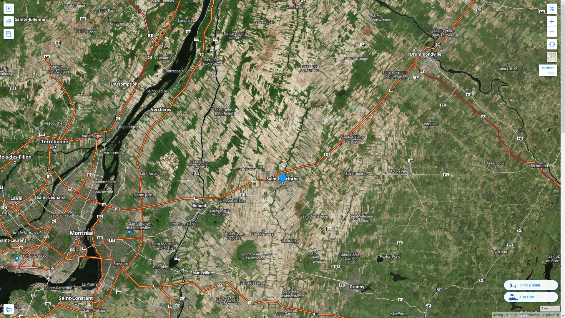 Saint Hyacinthe Highway and Road Map with Satellite View